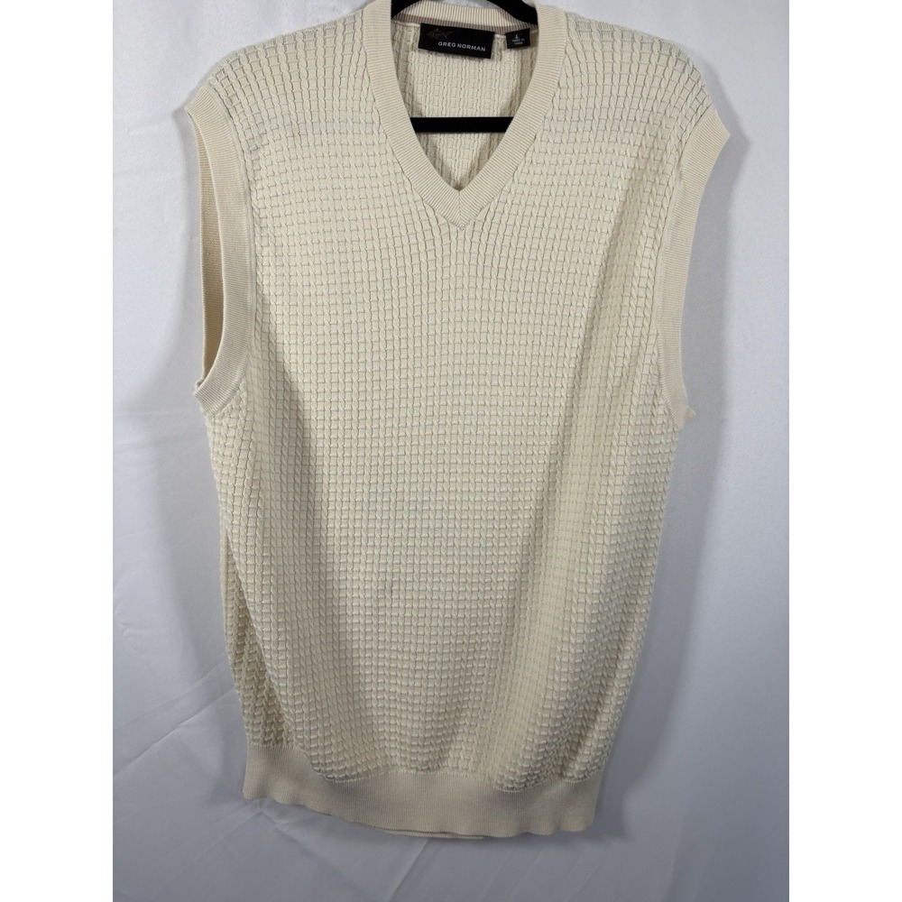 Greg Norman sweater vest size L sleeveless yellow golf